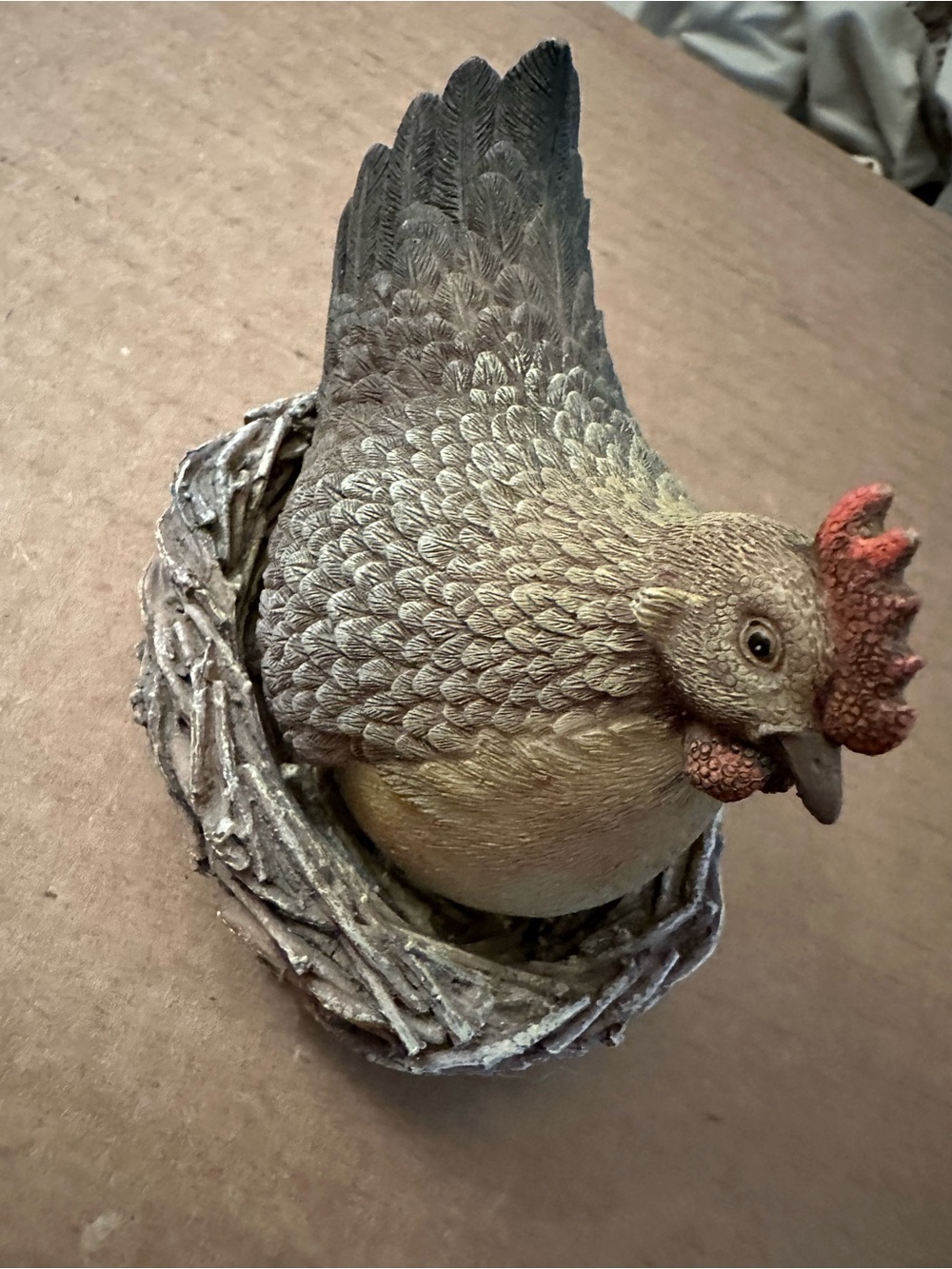 TII Collections Resin Hen with Nest - Brown and Red Accent